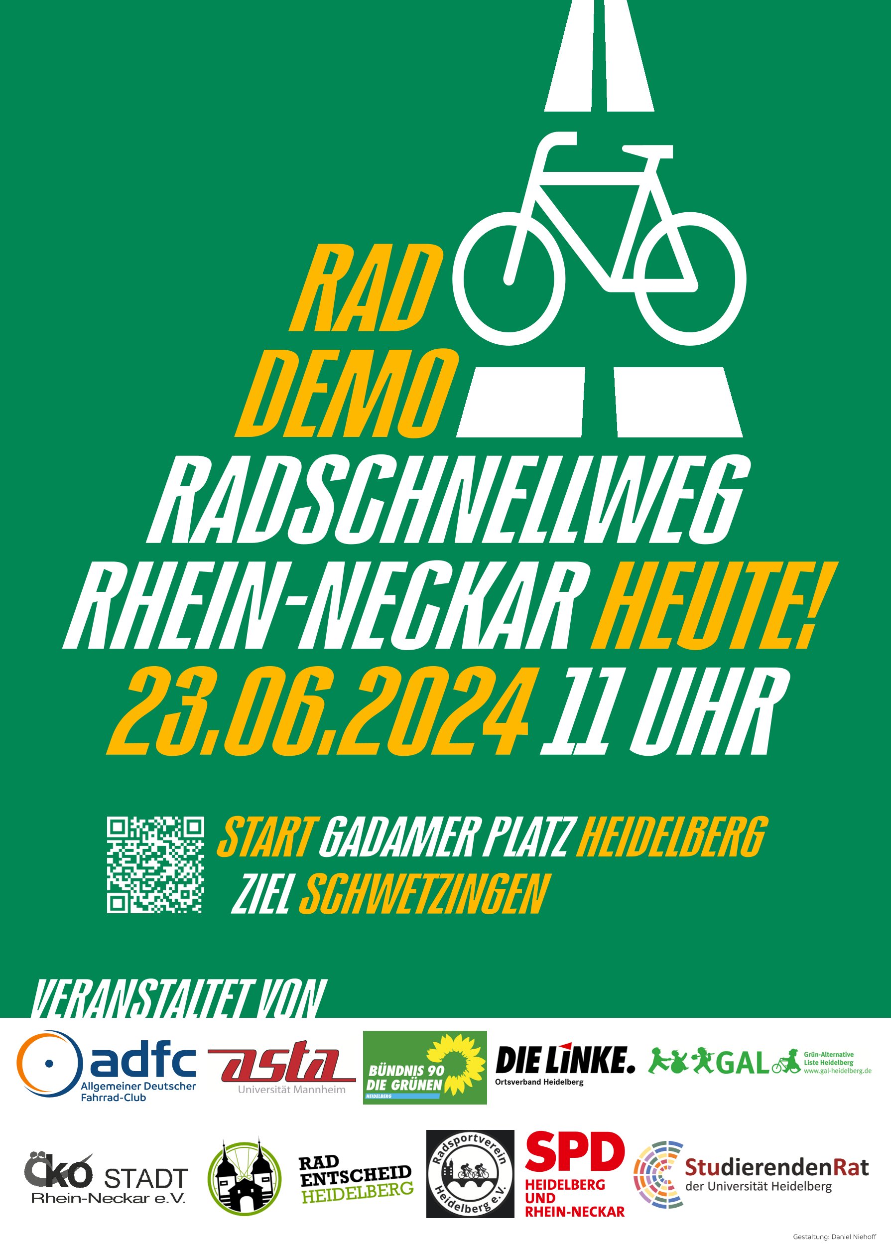 ADFC – Sonntag, 23. Juni 2024: Fahrraddemo nach Schwetzingen, zuvor Rad-Sternfahrt nach Heidelberg
